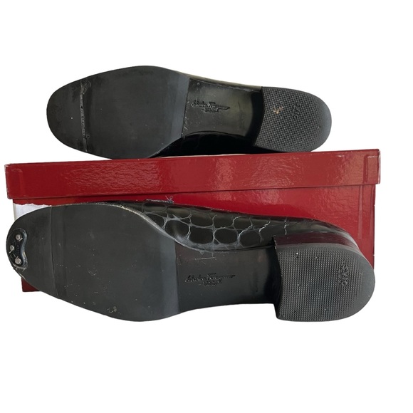 Salvatore Ferragamo Crocodile Embossed Gancini Bit Loafers - Women’s Size 7 - Picture 6 of 7